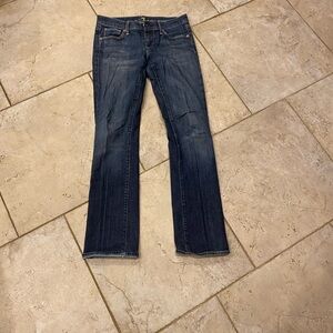 Dark blue Lucky Brand mid-rise zipper-front straight-leg jeans